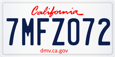 CA license plate 7MFZ072