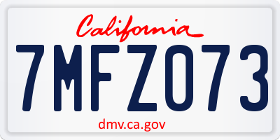 CA license plate 7MFZ073