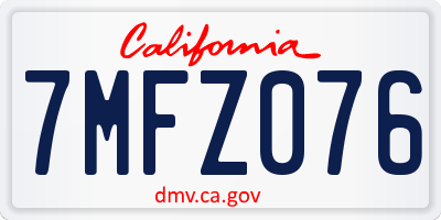 CA license plate 7MFZ076