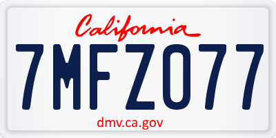 CA license plate 7MFZ077