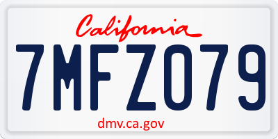 CA license plate 7MFZ079
