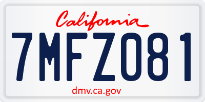 CA license plate 7MFZ081