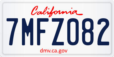 CA license plate 7MFZ082