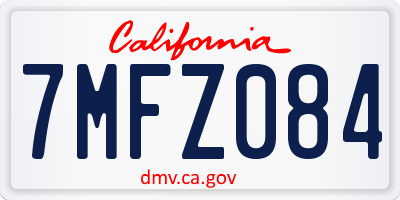 CA license plate 7MFZ084