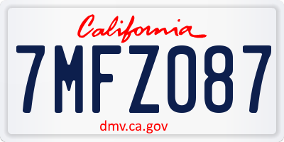 CA license plate 7MFZ087
