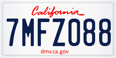 CA license plate 7MFZ088
