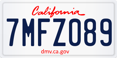 CA license plate 7MFZ089