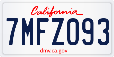 CA license plate 7MFZ093