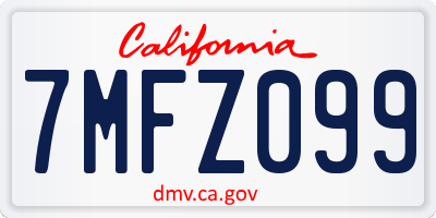 CA license plate 7MFZ099