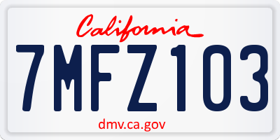 CA license plate 7MFZ103