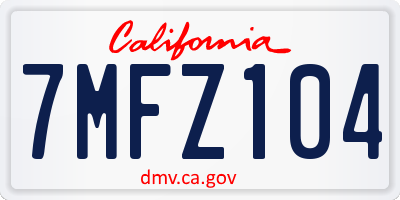 CA license plate 7MFZ104