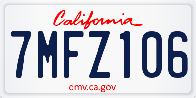 CA license plate 7MFZ106