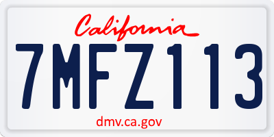 CA license plate 7MFZ113