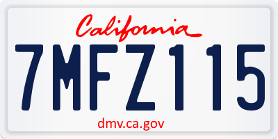 CA license plate 7MFZ115