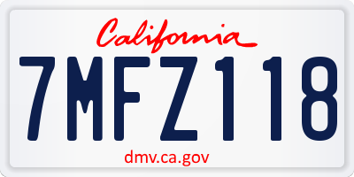 CA license plate 7MFZ118