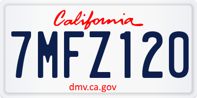 CA license plate 7MFZ120