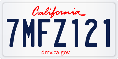 CA license plate 7MFZ121