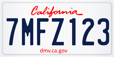 CA license plate 7MFZ123