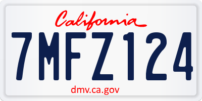 CA license plate 7MFZ124