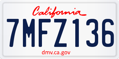 CA license plate 7MFZ136