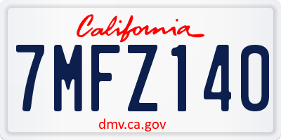 CA license plate 7MFZ140