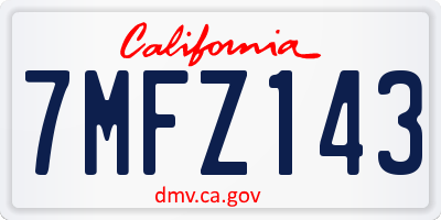 CA license plate 7MFZ143