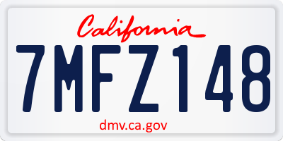CA license plate 7MFZ148