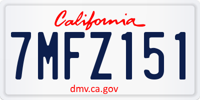 CA license plate 7MFZ151