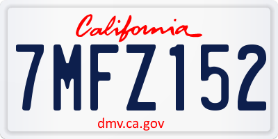 CA license plate 7MFZ152