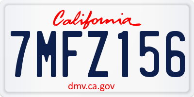 CA license plate 7MFZ156