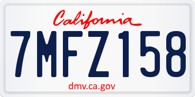 CA license plate 7MFZ158