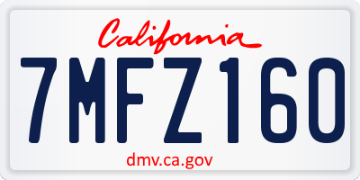 CA license plate 7MFZ160