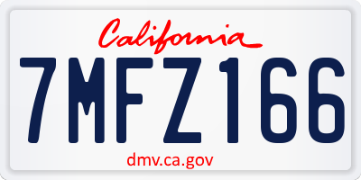 CA license plate 7MFZ166
