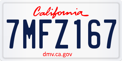 CA license plate 7MFZ167