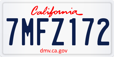 CA license plate 7MFZ172