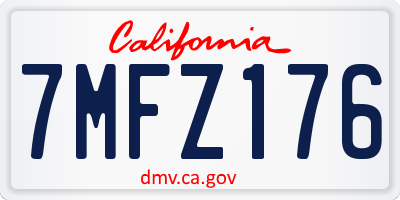 CA license plate 7MFZ176