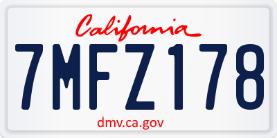 CA license plate 7MFZ178