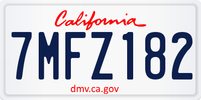 CA license plate 7MFZ182