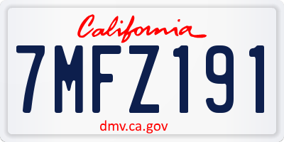 CA license plate 7MFZ191