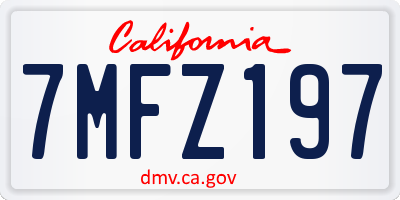 CA license plate 7MFZ197