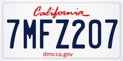 CA license plate 7MFZ207