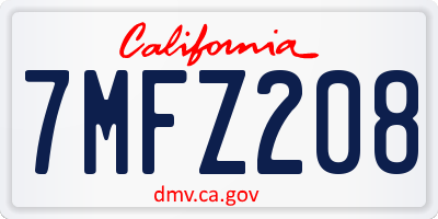 CA license plate 7MFZ208