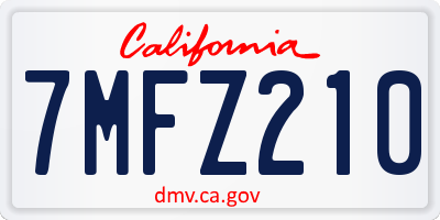 CA license plate 7MFZ210