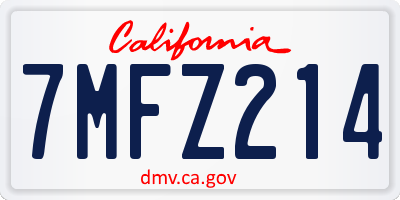 CA license plate 7MFZ214