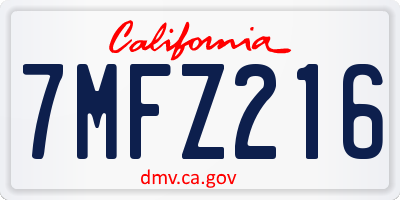 CA license plate 7MFZ216