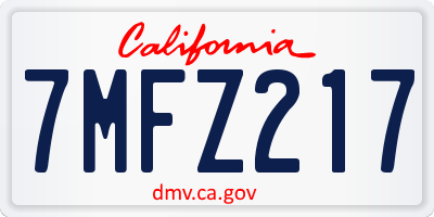 CA license plate 7MFZ217