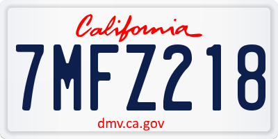 CA license plate 7MFZ218