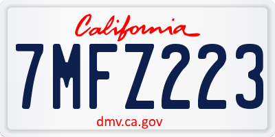 CA license plate 7MFZ223