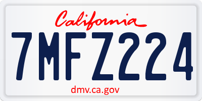 CA license plate 7MFZ224