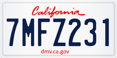 CA license plate 7MFZ231